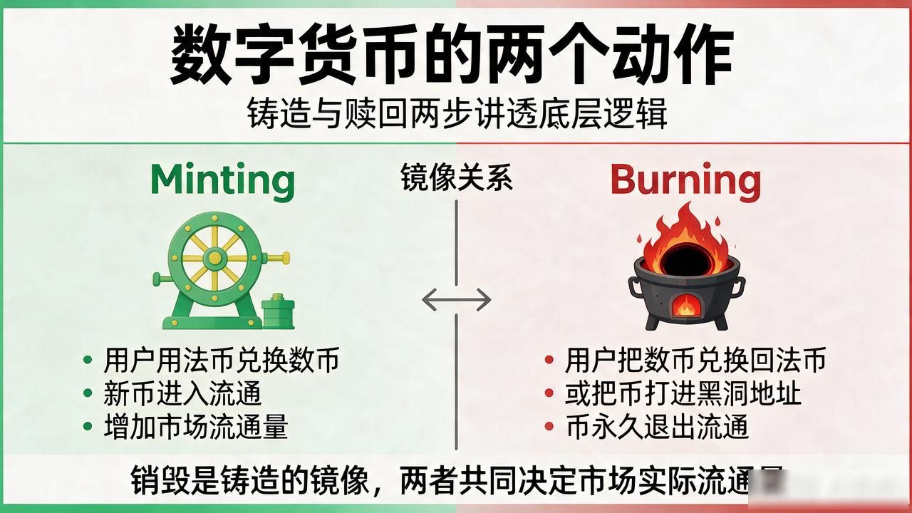 数字人民币销毁与流通量关系_数字货币的两个动作_数字货币铸造与销毁机制解析