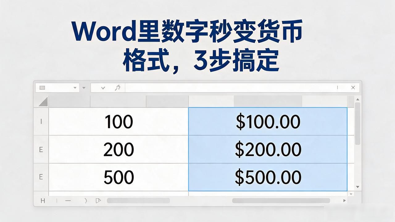 Word设置货币格式_Word快速转换数字为货币符号_word怎么把数字改成货币数字